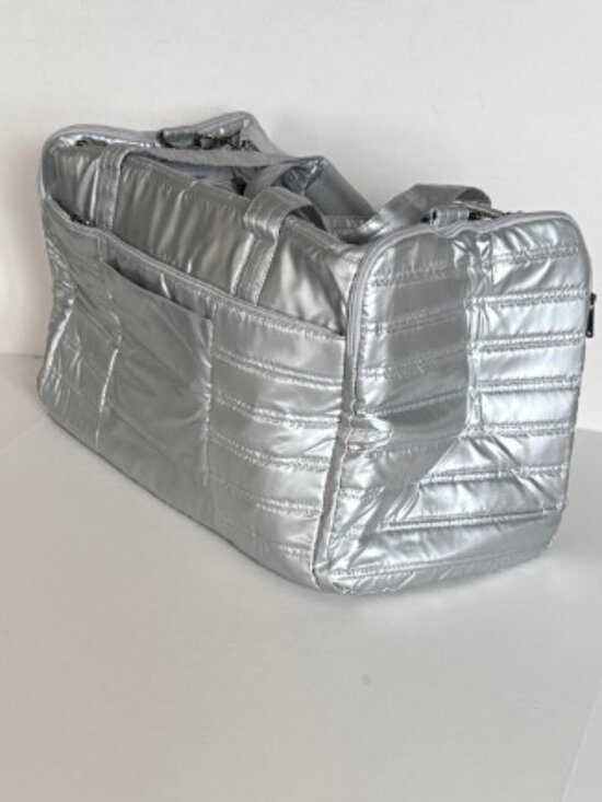 Lug Trolley Duffel Bag Metallic Silver Spacious Travel Bag - Picture 12 of 13